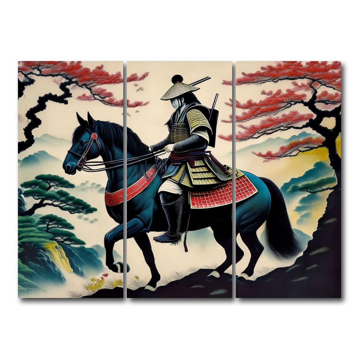 AUTO-MOCKUP WHITE | Contemporary Samurai Art | 3 Piece | Gallery Wrap Canvas | group=8x18