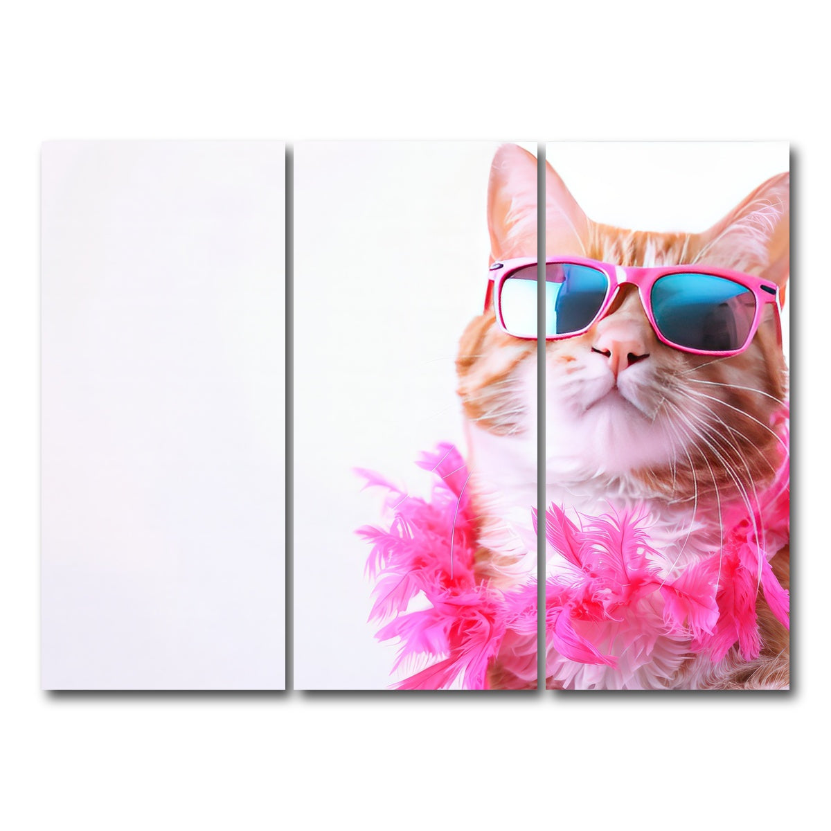 AUTO-MOCKUP WHITE | Cool Cat | 3 Piece | Gallery Wrap Canvas | group=8x18