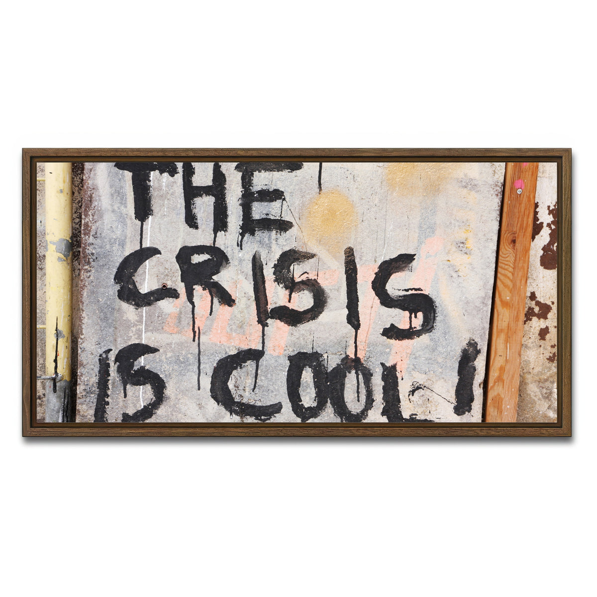 AUTO-MOCKUP WHITE | Cool Crisis - Berlin | 1 Piece | Walnut Framed Canvas | group=2x1