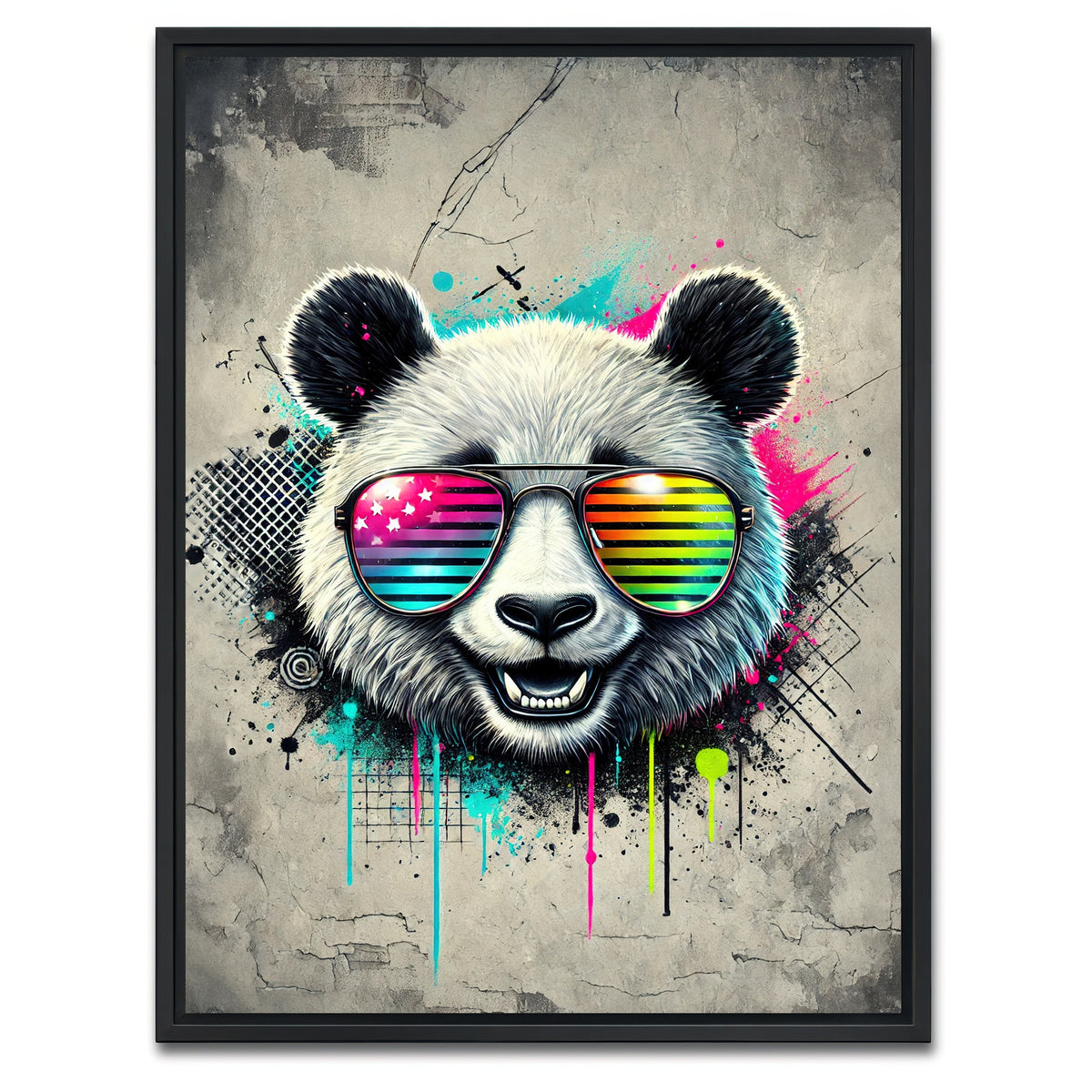 AUTO-MOCKUP WHITE | Cool Panda | 1 Piece | Black Framed Canvas | group=3x4