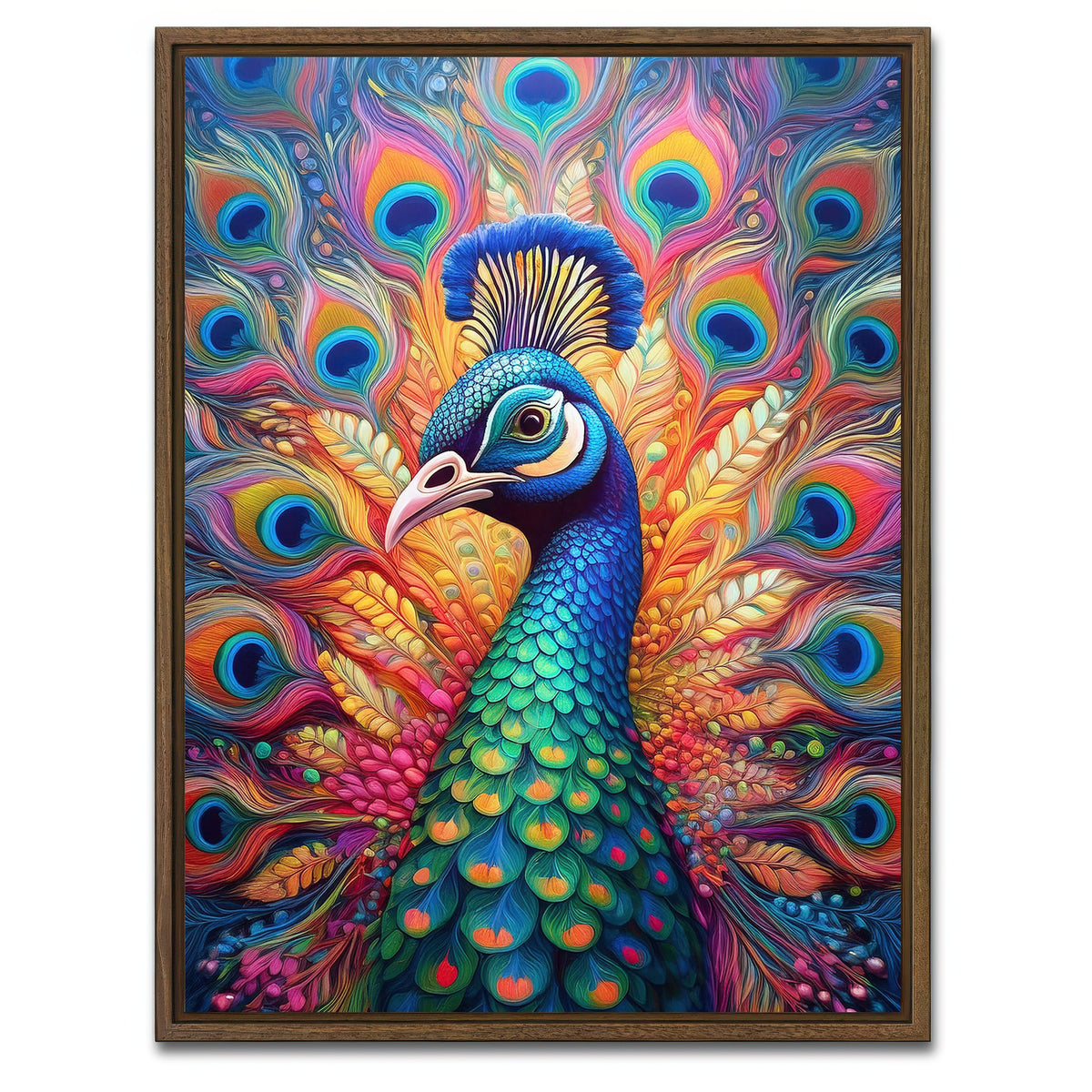 AUTO-MOCKUP WHITE | Cool Peacock | 1 Piece | Walnut Framed Canvas | group=3x4