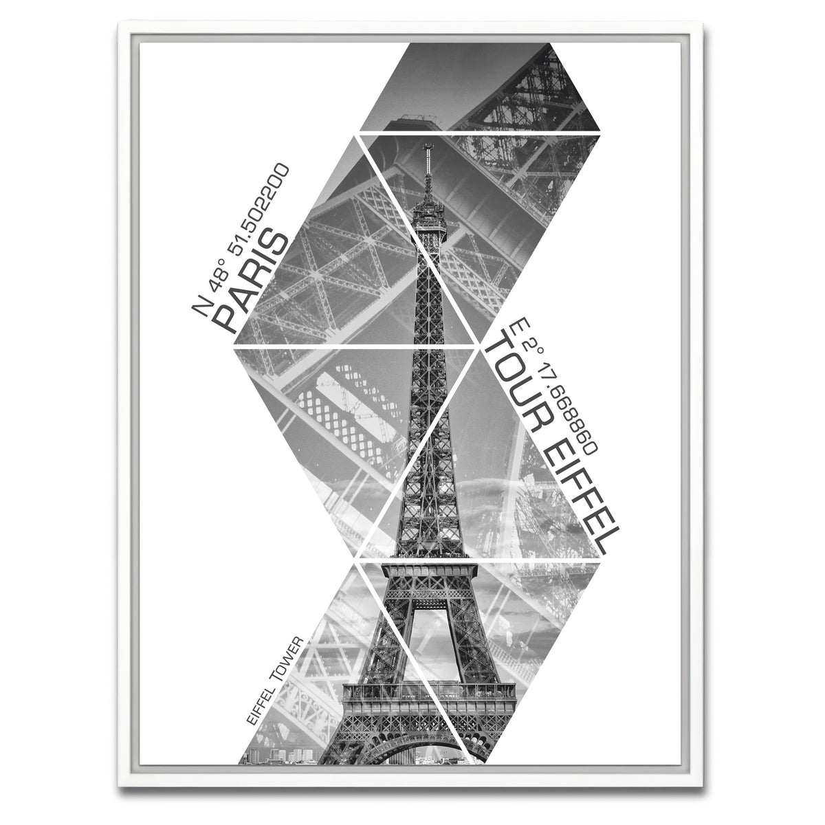 AUTO-MOCKUP WHITE | Coordinates PARIS Eiffel Tower | 1 Piece | White Framed Canvas | group=3x4