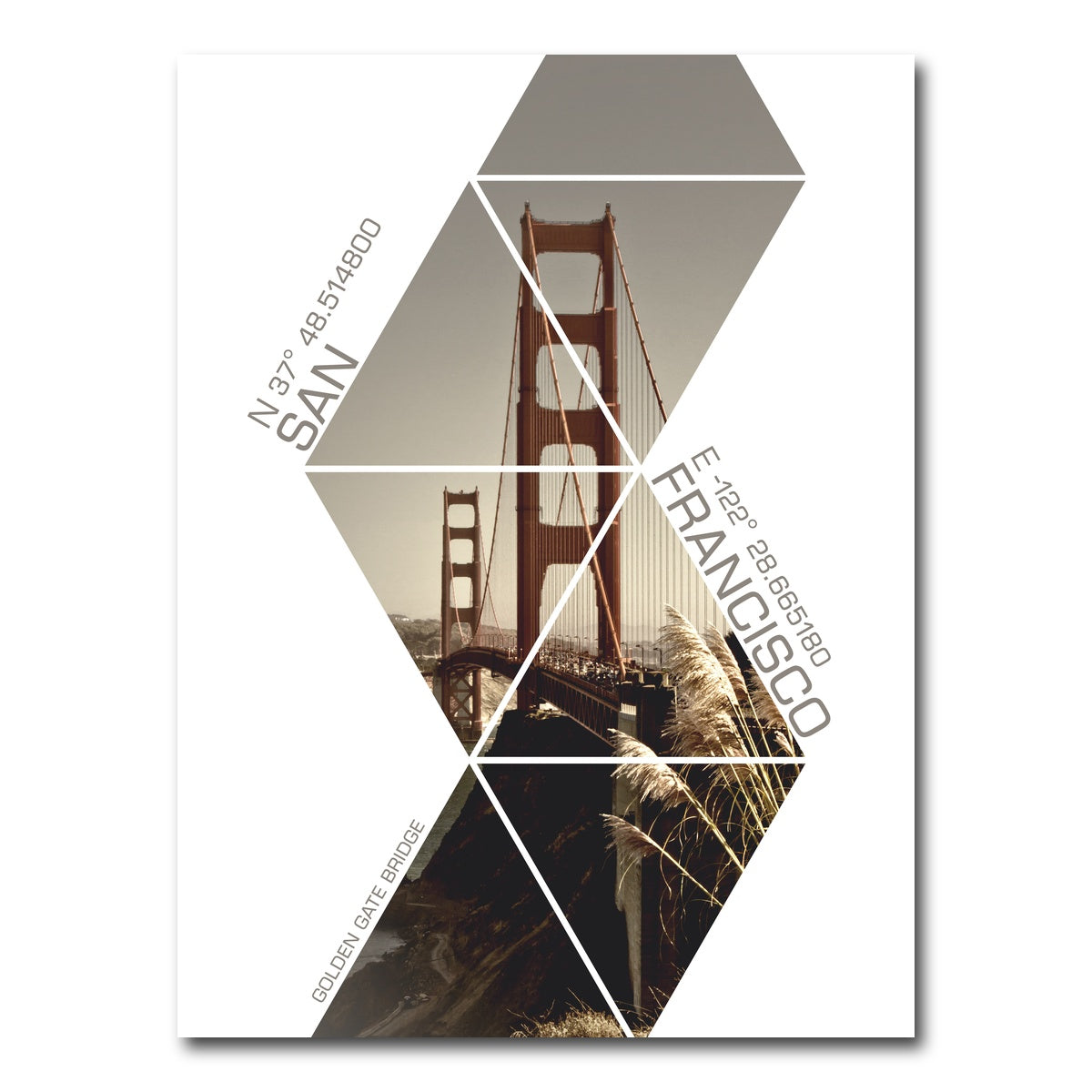AUTO-MOCKUP WHITE | Coordinates SAN FRANCISCO Golden Gate Bridge | 1 Piece | Gallery Wrap Canvas | group=3x4