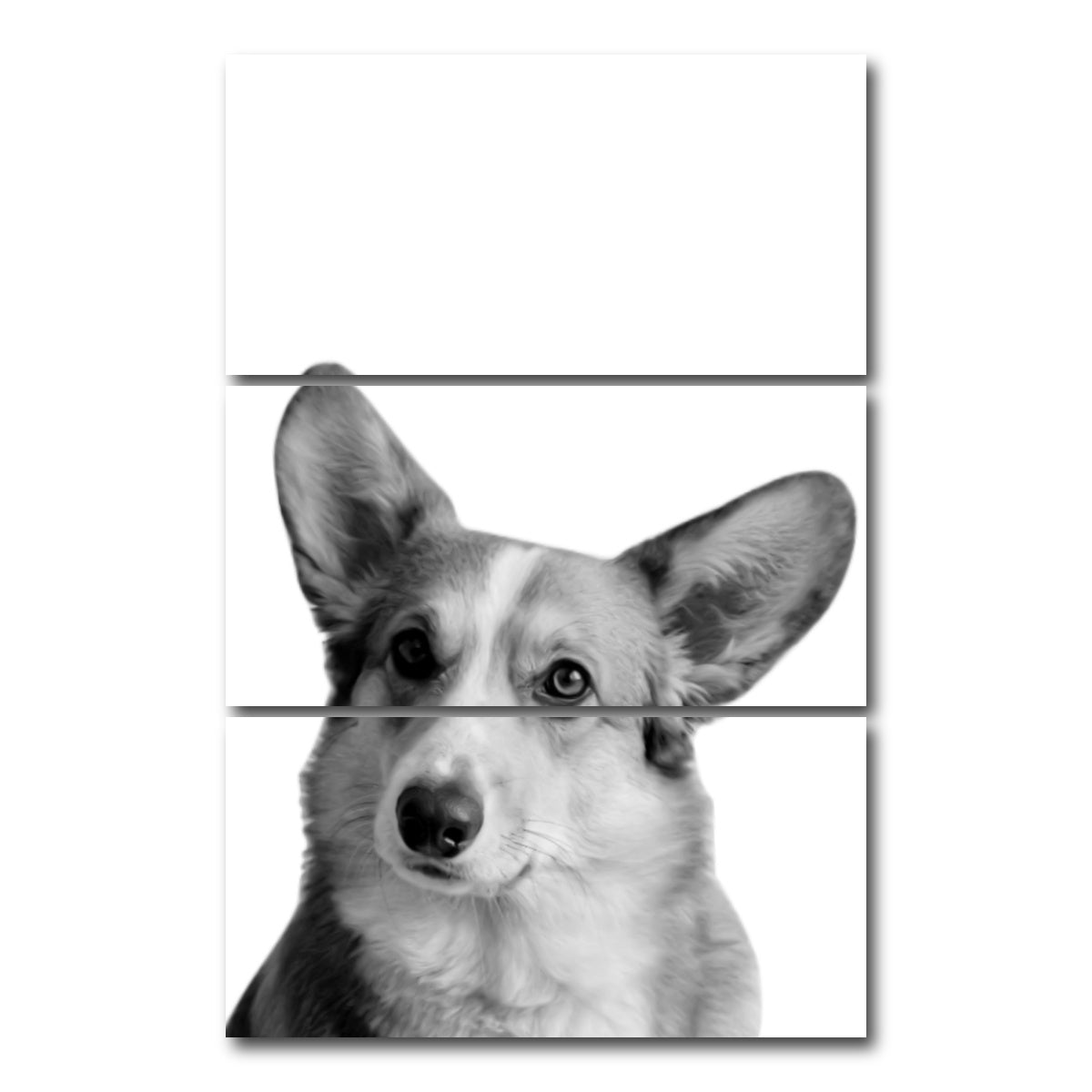 AUTO-MOCKUP WHITE | Corgi Dog | 3 Piece | Gallery Wrap Canvas | group=12x24_stacked
