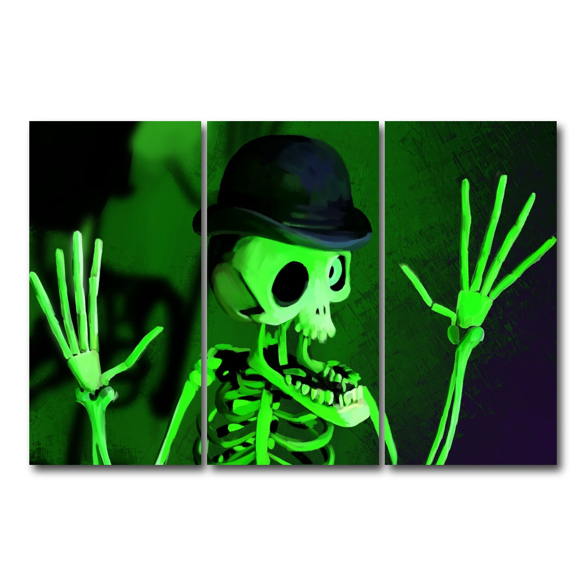 AUTO-MOCKUP WHITE | Corpse Bride Skeleton | 3 Piece | Gallery Wrap Canvas | group=12x24