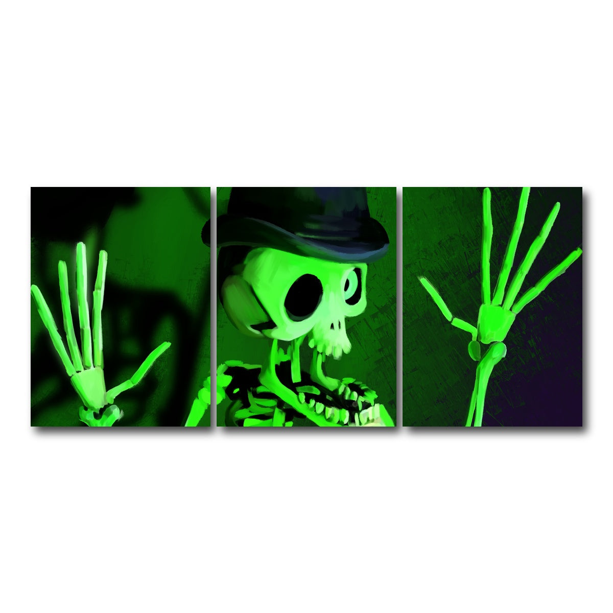 AUTO-MOCKUP WHITE | Corpse Bride Skeleton | 3 Piece | Gallery Wrap Canvas | group=18x24