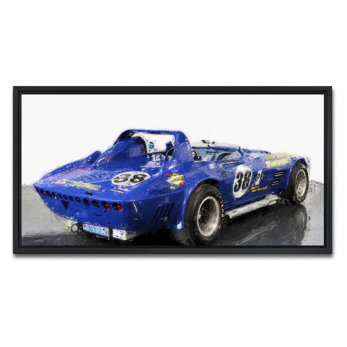 AUTO-MOCKUP WHITE | Corvette Grand Sport Rear | 1 Piece | Black Framed Canvas | group=2x1