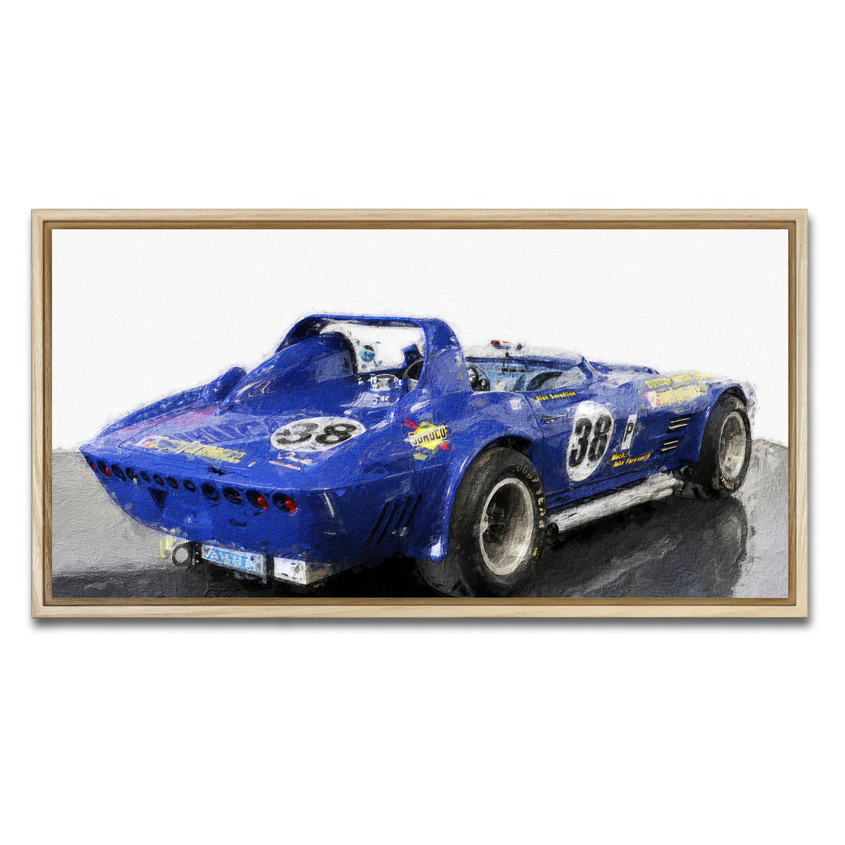 AUTO-MOCKUP WHITE | Corvette Grand Sport Rear | 1 Piece | Natural Framed Canvas | group=2x1