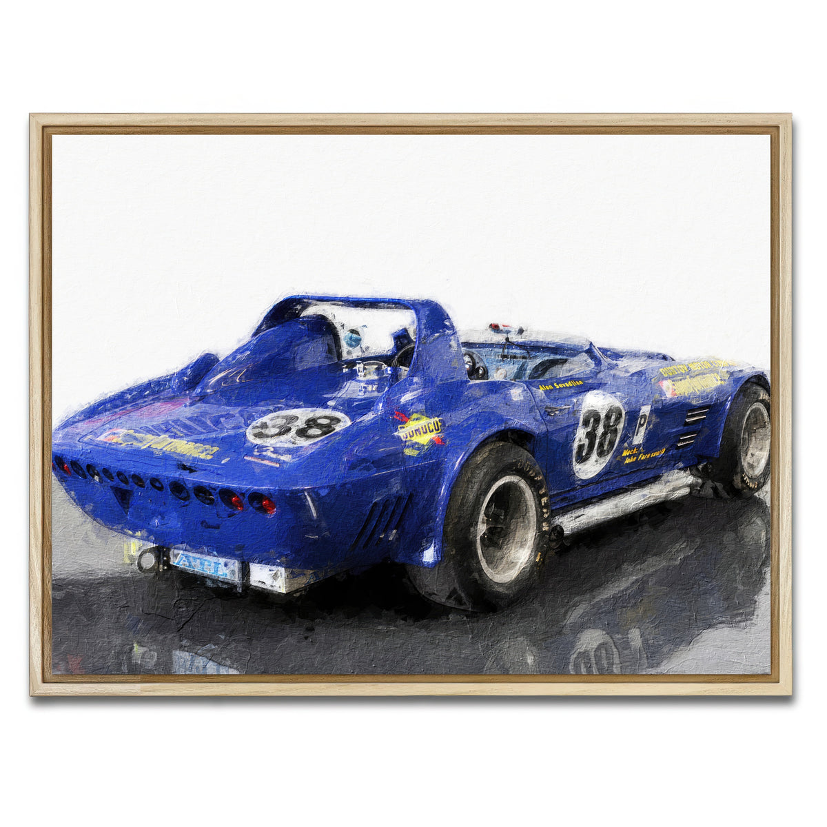 AUTO-MOCKUP WHITE | Corvette Grand Sport Rear | 1 Piece | Natural Framed Canvas | group=4x3