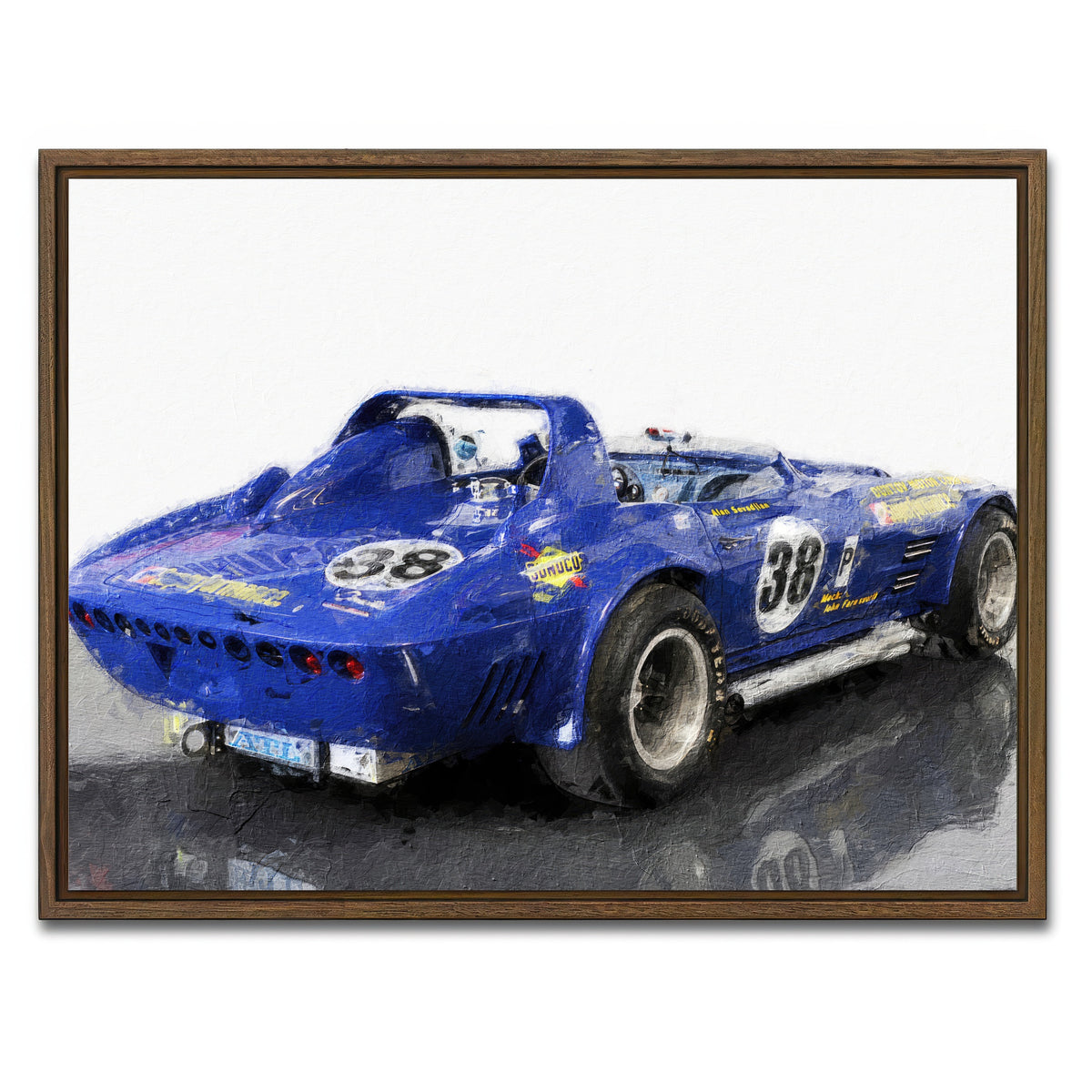 AUTO-MOCKUP WHITE | Corvette Grand Sport Rear | 1 Piece | Walnut Framed Canvas | group=4x3