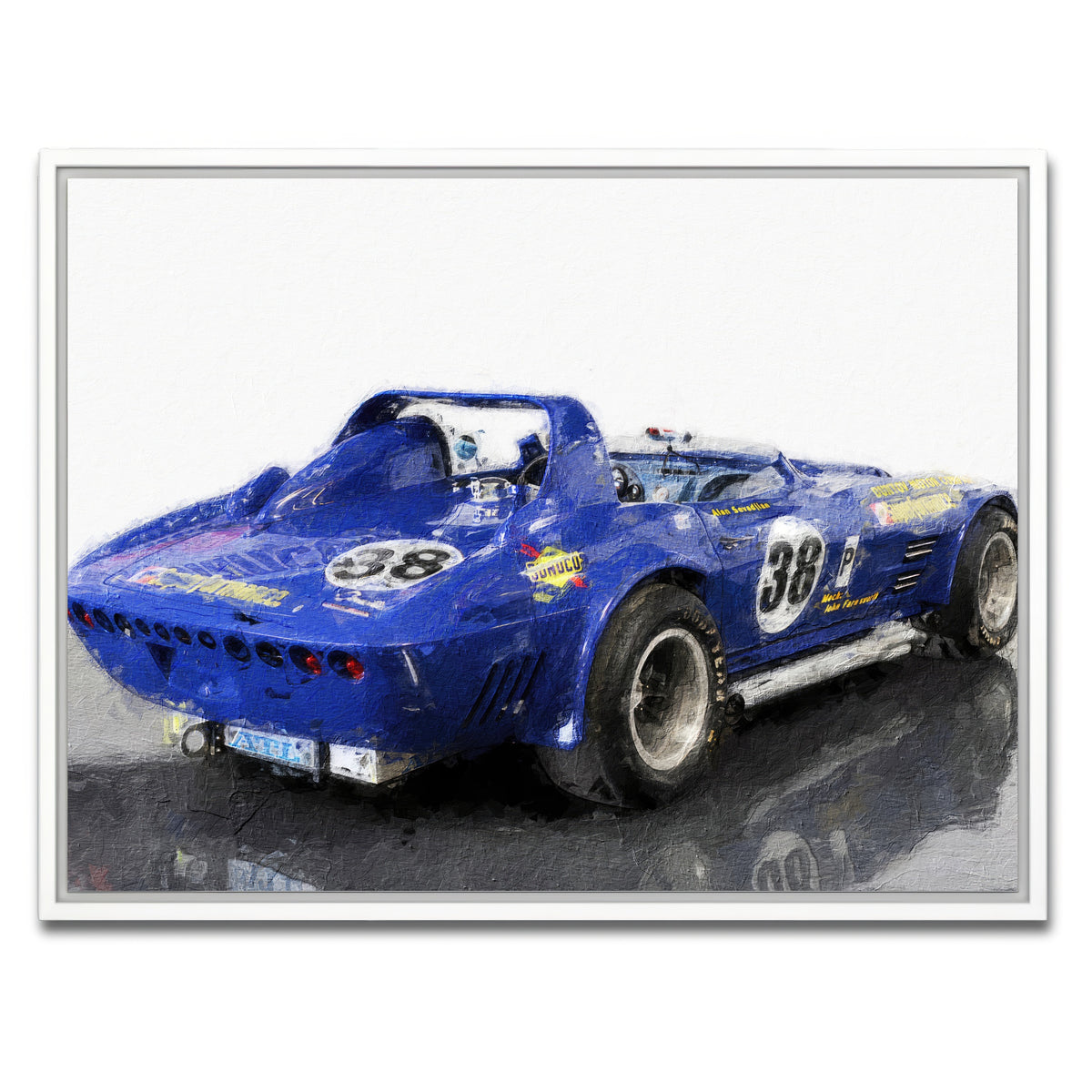 AUTO-MOCKUP WHITE | Corvette Grand Sport Rear | 1 Piece | White Framed Canvas | group=4x3