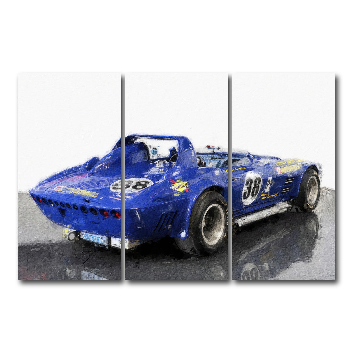 AUTO-MOCKUP WHITE | Corvette Grand Sport Rear | 3 Piece | Gallery Wrap Canvas | group=12x24