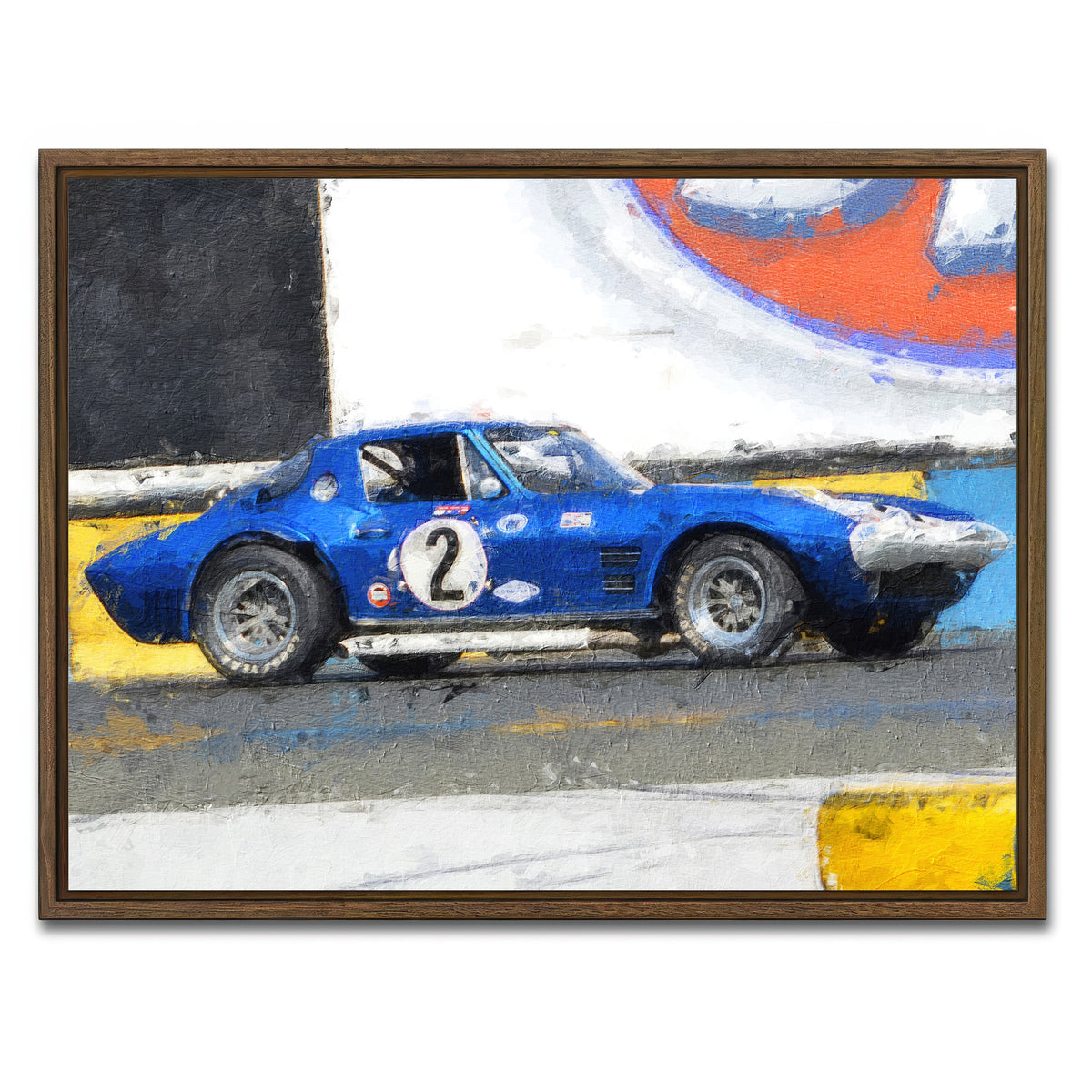 AUTO-MOCKUP WHITE | Corvette Grand Sport Side | 1 Piece | Walnut Framed Canvas | group=4x3