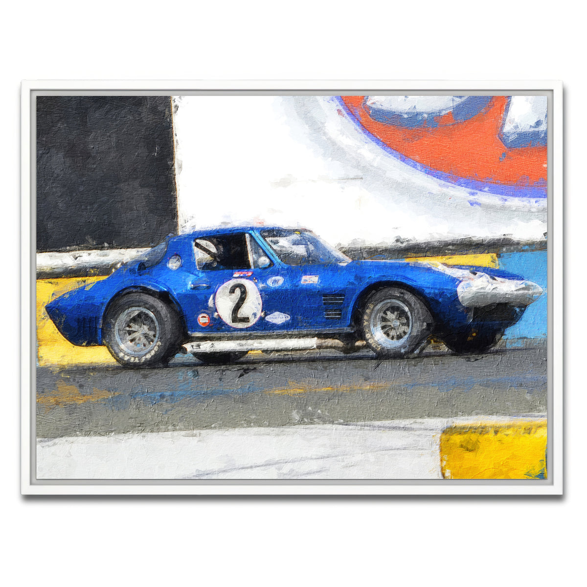 AUTO-MOCKUP WHITE | Corvette Grand Sport Side | 1 Piece | White Framed Canvas | group=4x3