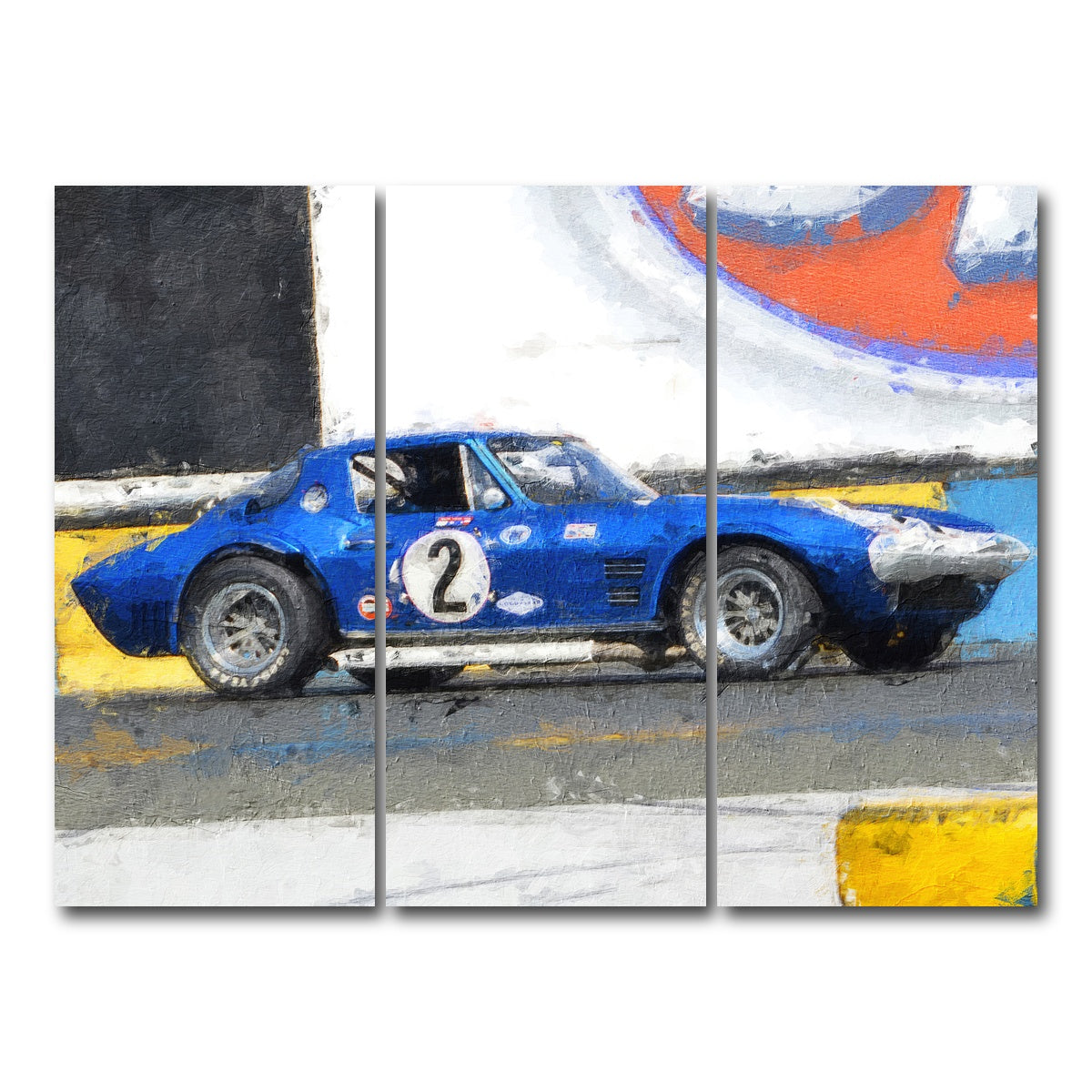 AUTO-MOCKUP WHITE | Corvette Grand Sport Side | 3 Piece | Gallery Wrap Canvas | group=8x18