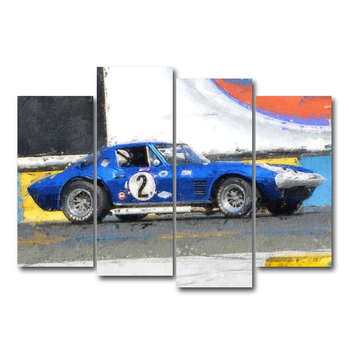 AUTO-MOCKUP WHITE | Corvette Grand Sport Side | 4 Piece | Gallery Wrap Canvas | group=4_normal