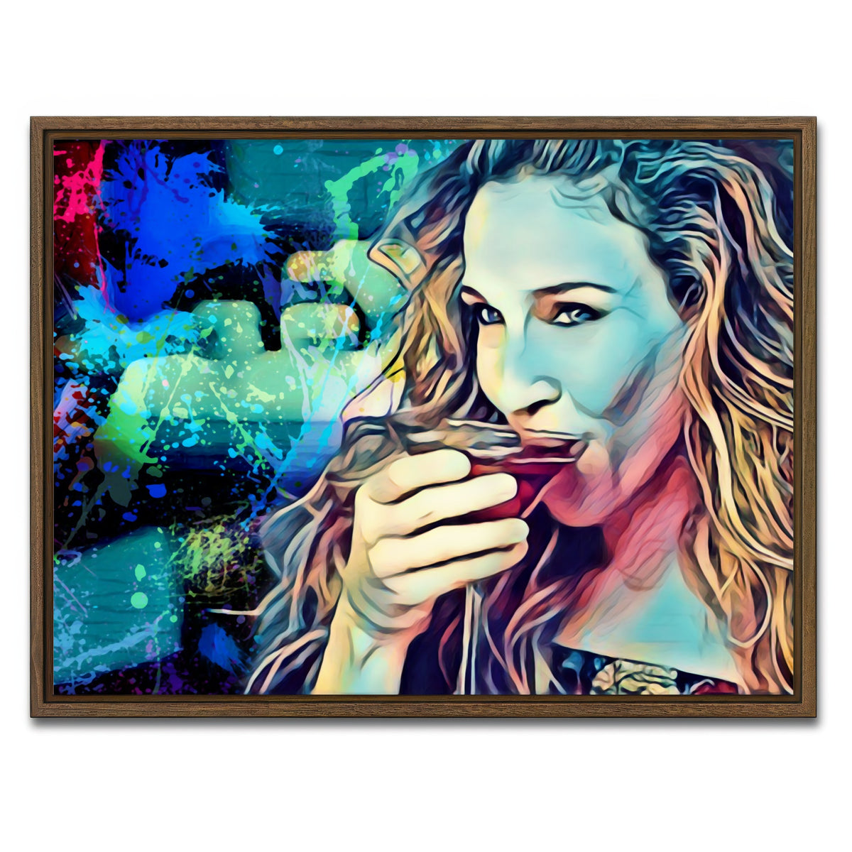 AUTO-MOCKUP WHITE | Cosmo Carrie | 1 Piece | Walnut Framed Canvas | group=4x3