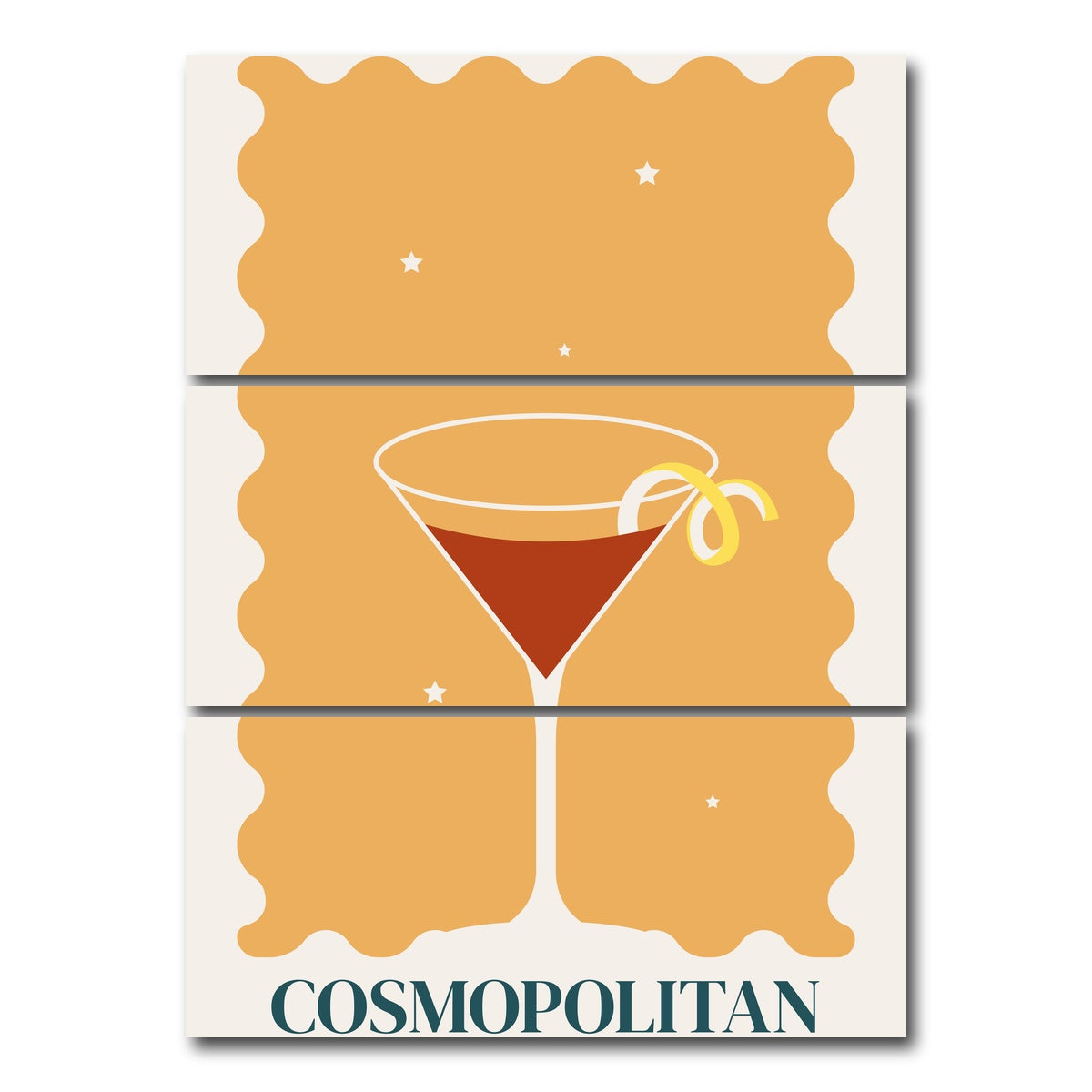 AUTO-MOCKUP WHITE | Cosmopolitan Retro Style | 3 Piece | Gallery Wrap Canvas | group=8x18_stacked