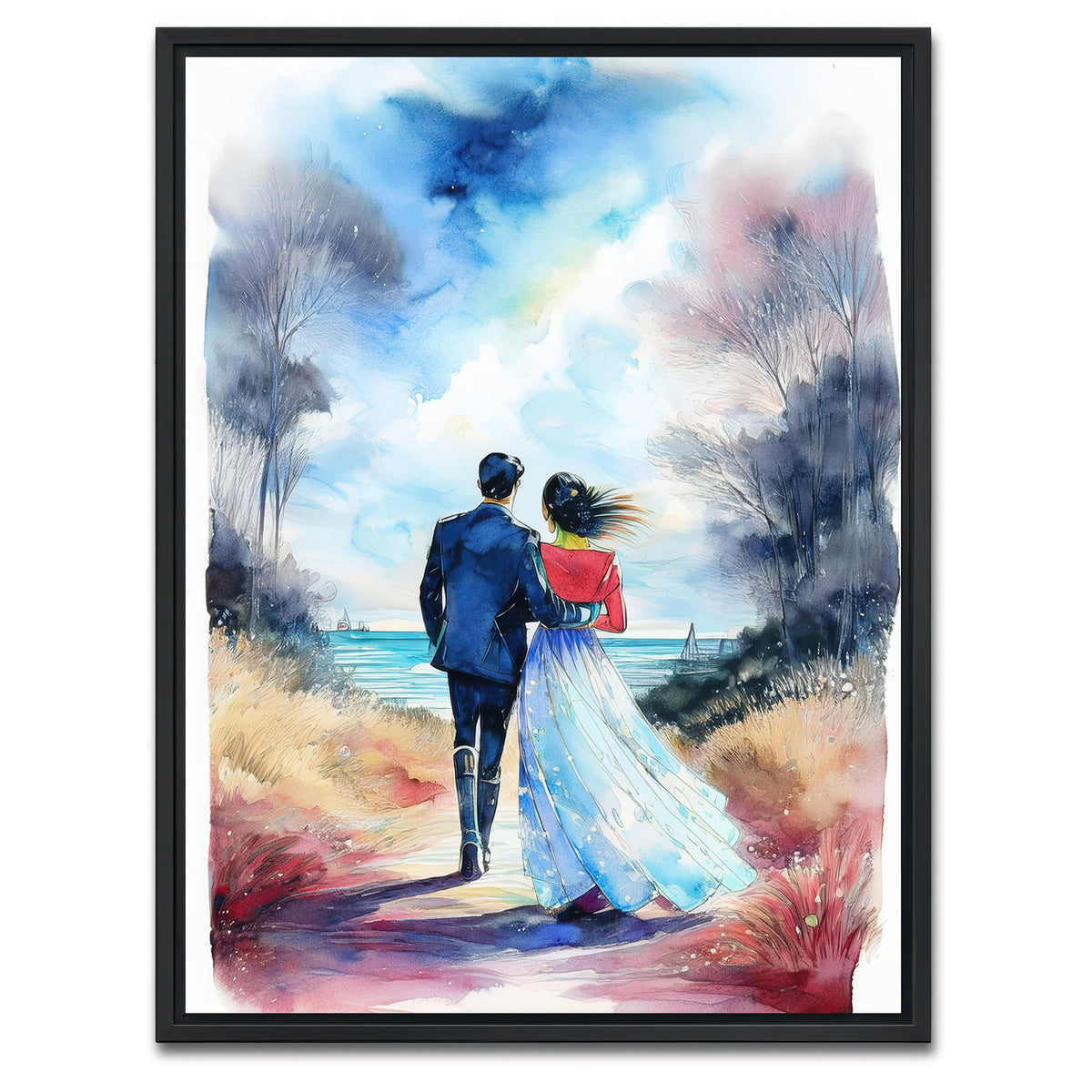 AUTO-MOCKUP WHITE | Couple Painting | 1 Piece | Black Framed Canvas | group=3x4