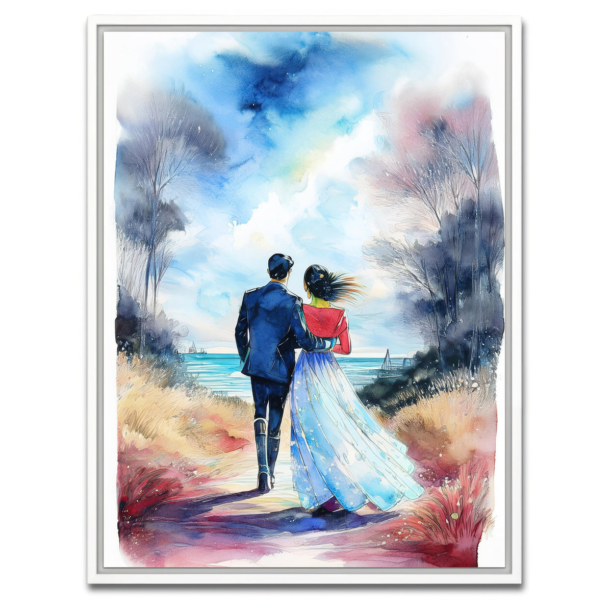 AUTO-MOCKUP WHITE | Couple Painting | 1 Piece | White Framed Canvas | group=3x4