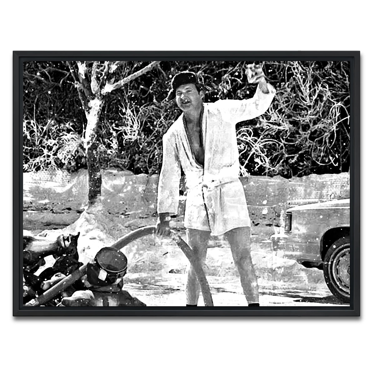 AUTO-MOCKUP WHITE | Cousin Eddie Grayscale | 1 Piece | Black Framed Canvas | group=4x3