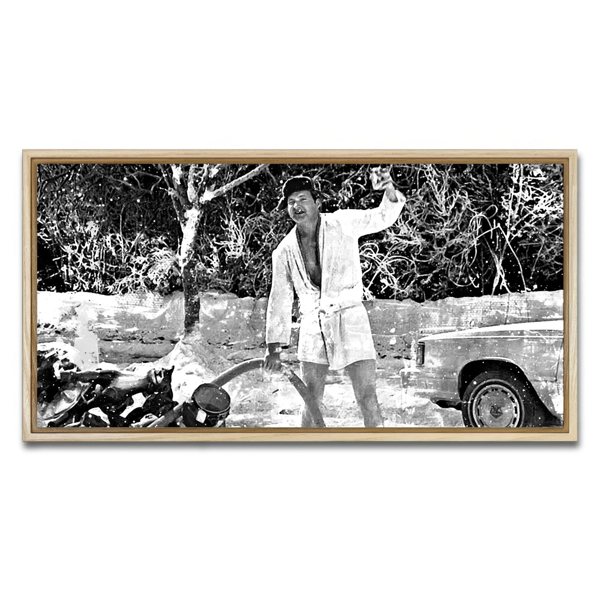 AUTO-MOCKUP WHITE | Cousin Eddie Grayscale | 1 Piece | Natural Framed Canvas | group=2x1