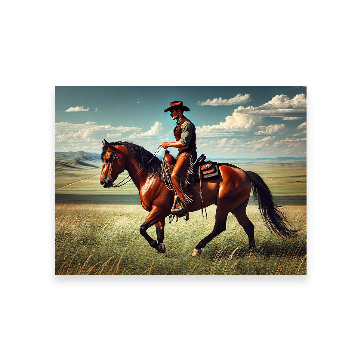 Cowboy and Quarter Horse Wall Art