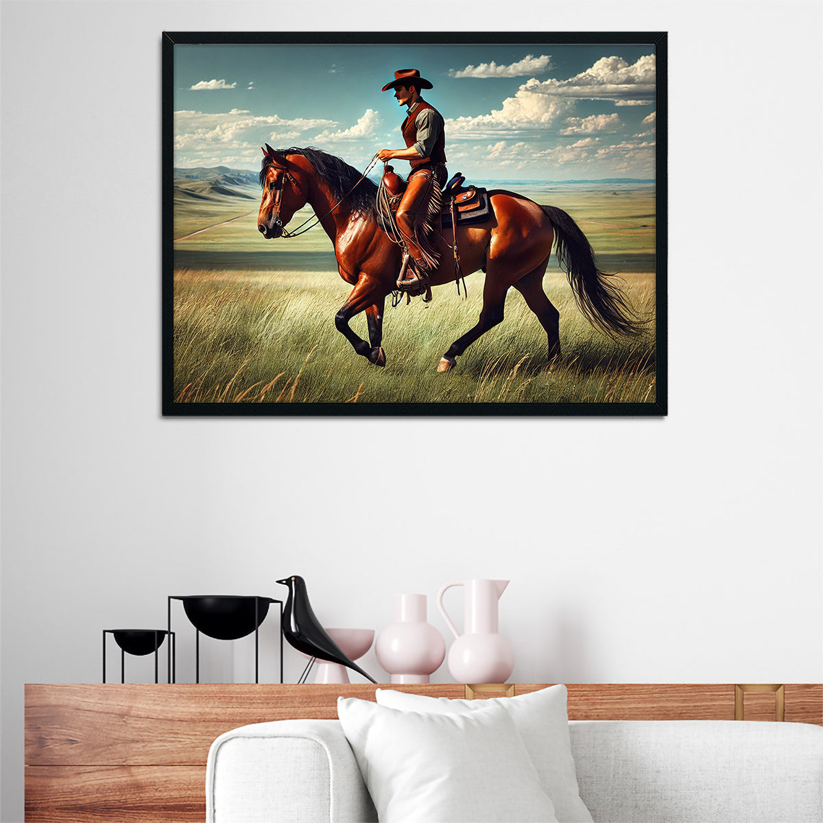 Cowboy and Quarter Horse Wall Art