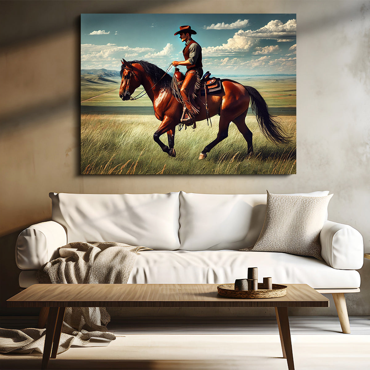 Cowboy and Quarter Horse Wall Art