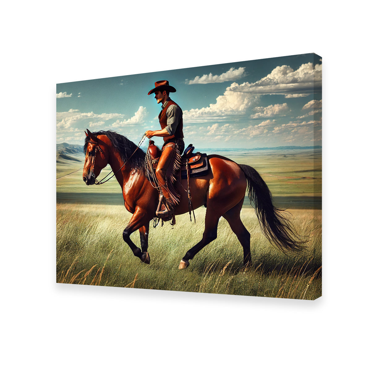 Cowboy and Quarter Horse Wall Art