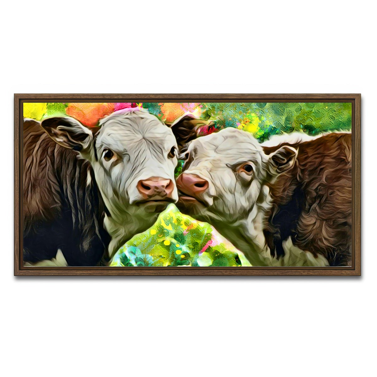 AUTO-MOCKUP WHITE | Cows Abstract | 1 Piece | Walnut Framed Canvas | group=2x1