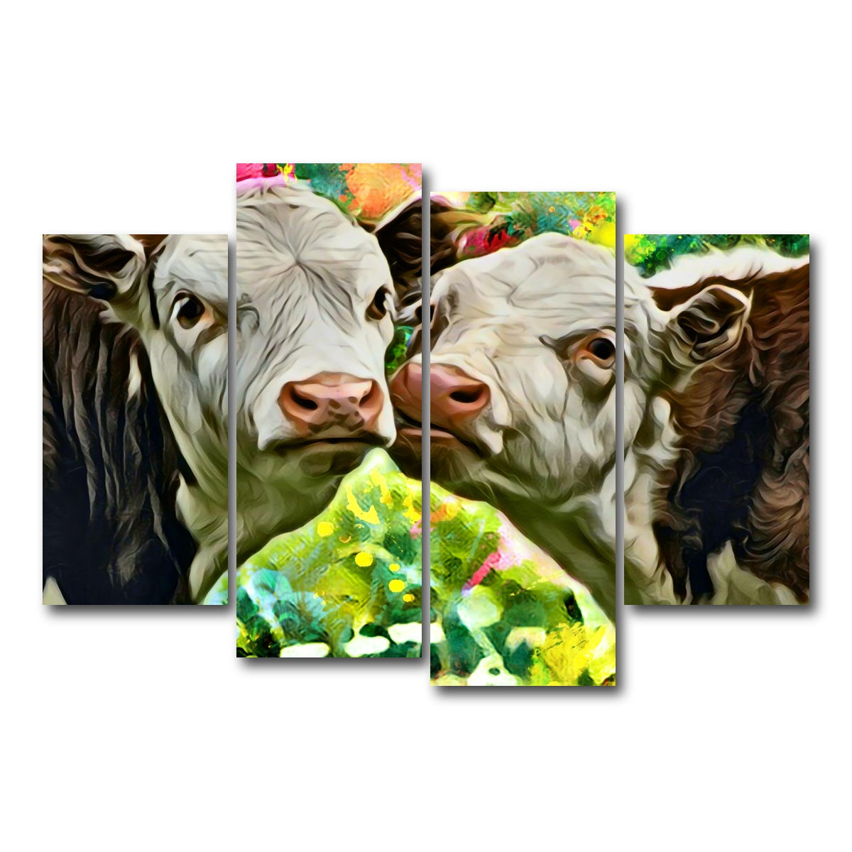AUTO-MOCKUP WHITE | Cows Abstract | 4 Piece | Gallery Wrap Canvas | group=4_short