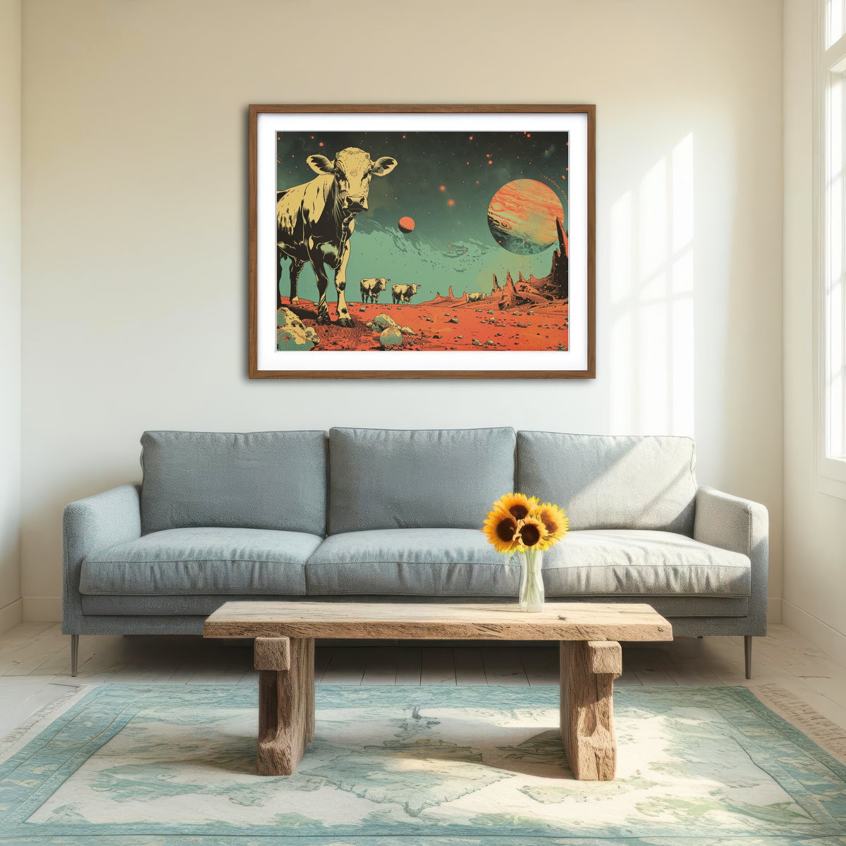 AUTO-MOCKUP ROOM | Cows Abducted by Aliens Wall Art