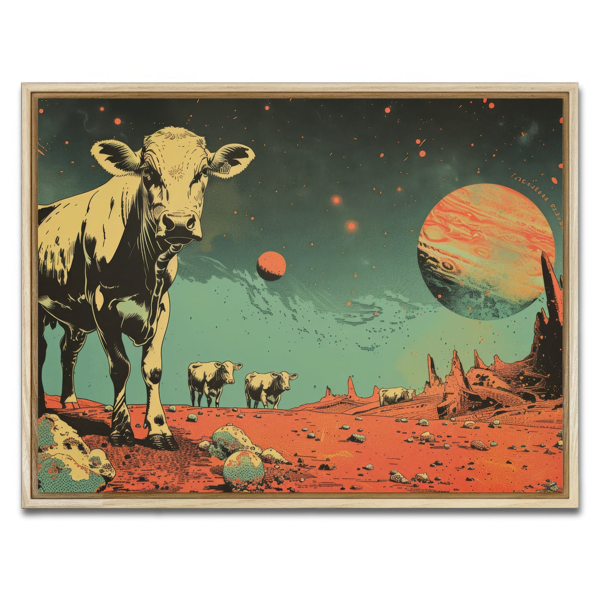 AUTO-MOCKUP WHITE | Cows abducted by aliens | 1 Piece | Natural Framed Canvas | group=4x3