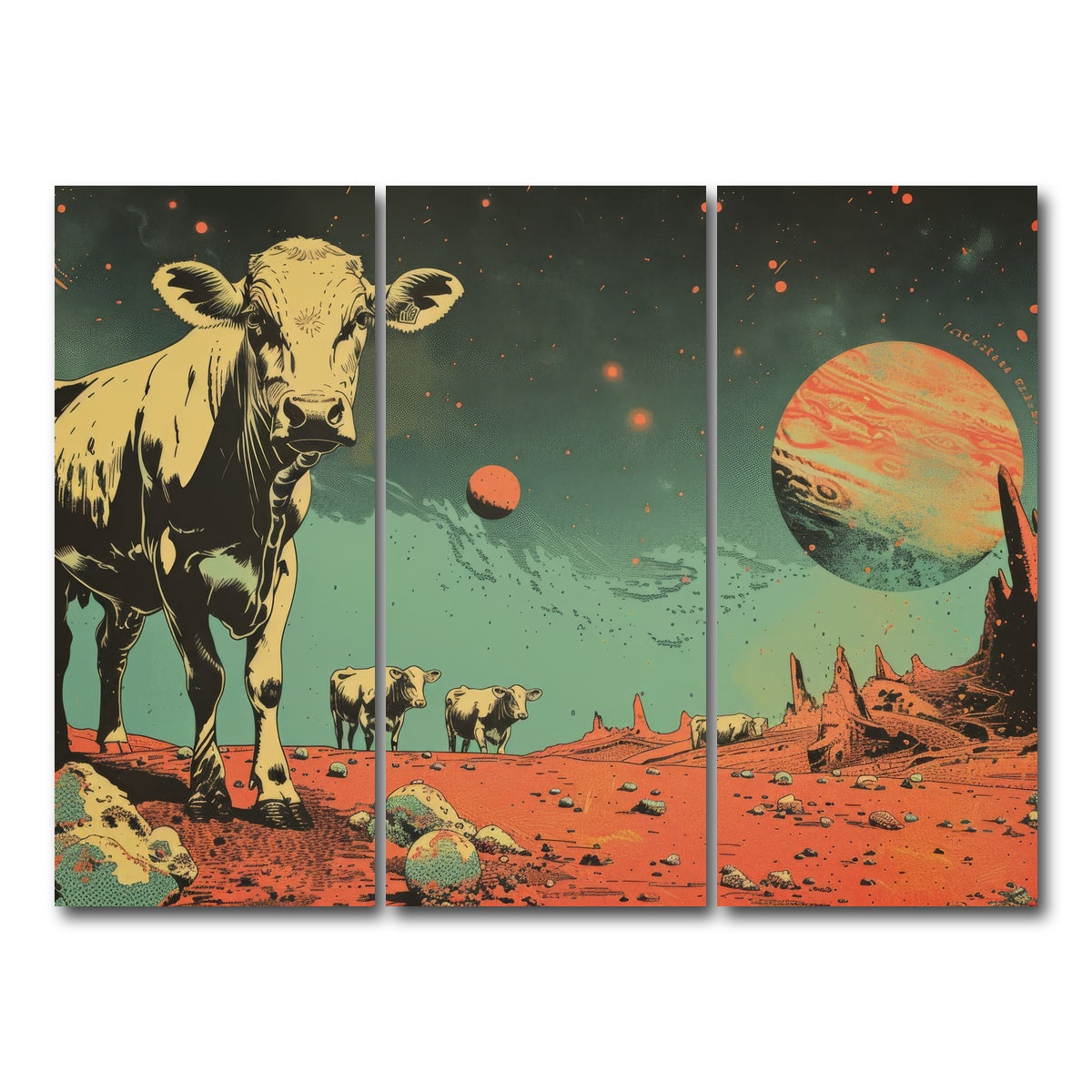 AUTO-MOCKUP WHITE | Cows abducted by aliens | 3 Piece | Gallery Wrap Canvas | group=8x18