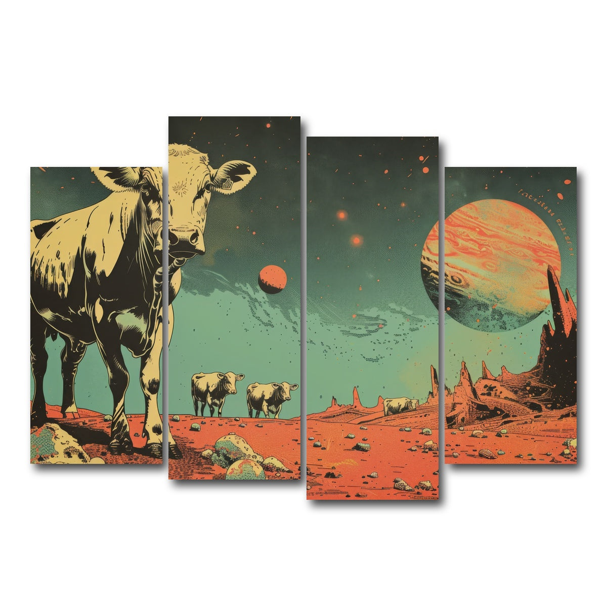 AUTO-MOCKUP WHITE | Cows abducted by aliens | 4 Piece | Gallery Wrap Canvas | group=4_normal