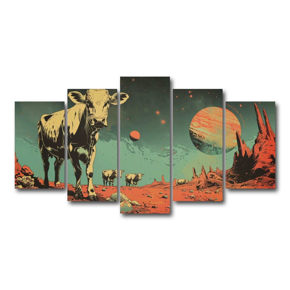 AUTO-MOCKUP WHITE | Cows abducted by aliens | 5 Piece | Gallery Wrap Canvas | group=5_normal