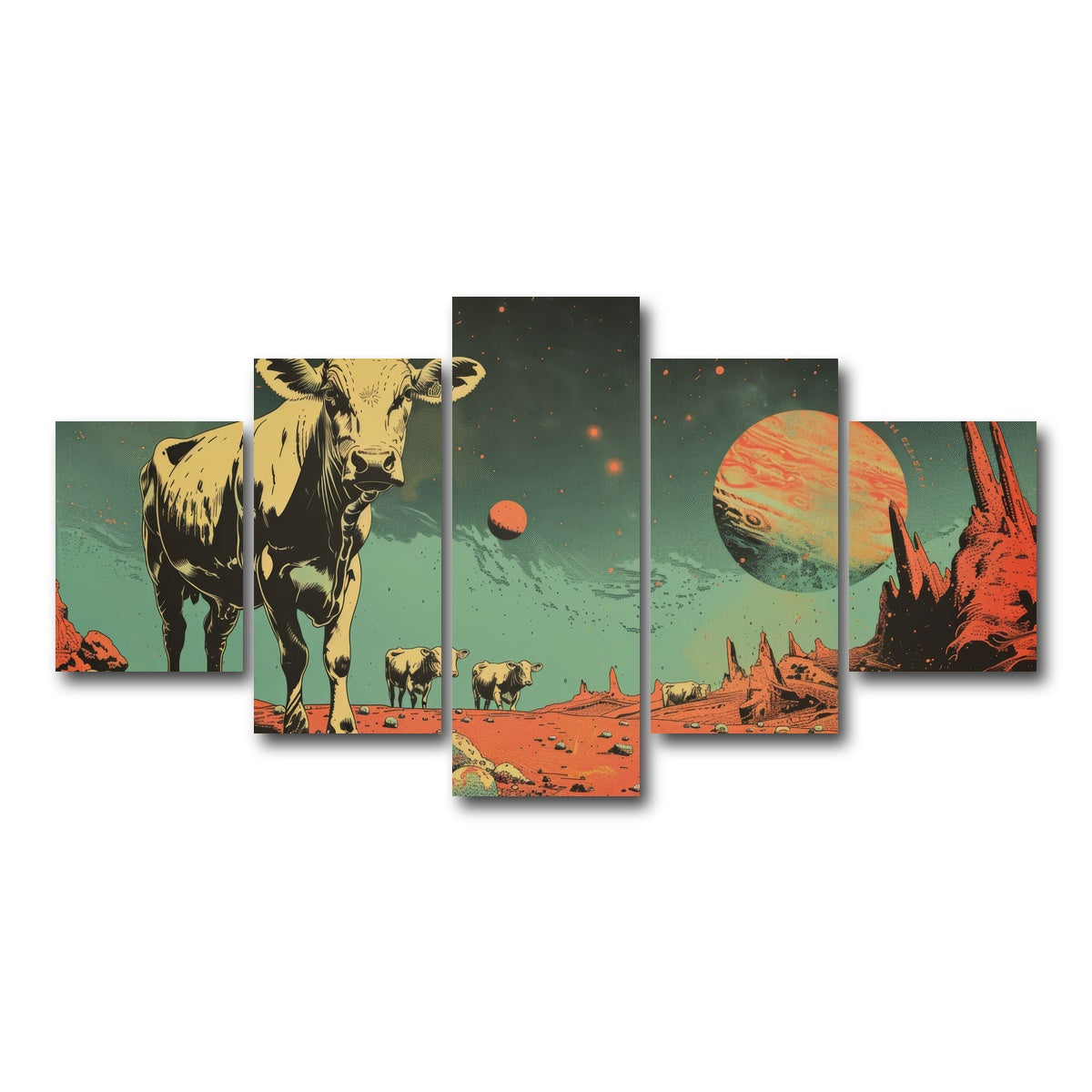 AUTO-MOCKUP WHITE | Cows abducted by aliens | 5 Piece | Gallery Wrap Canvas | group=5_short