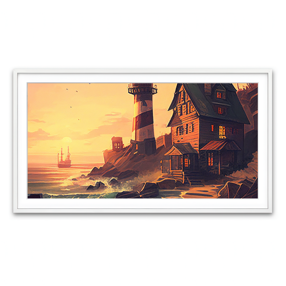 Framed Print 2x1 White