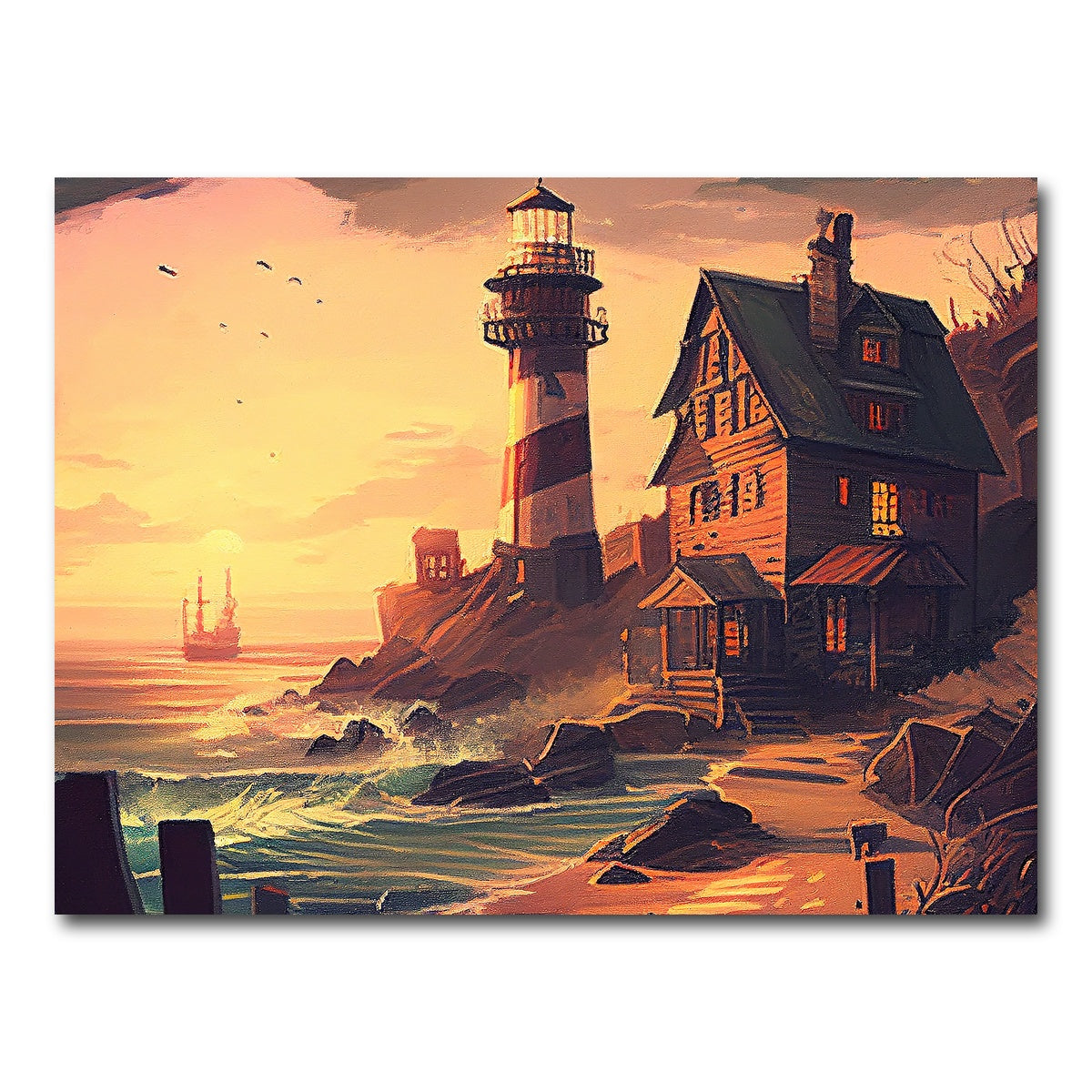 AUTO-MOCKUP WHITE | Cozy Lighthouse Shore | 1 Piece | Gallery Wrap Canvas | group=4x3