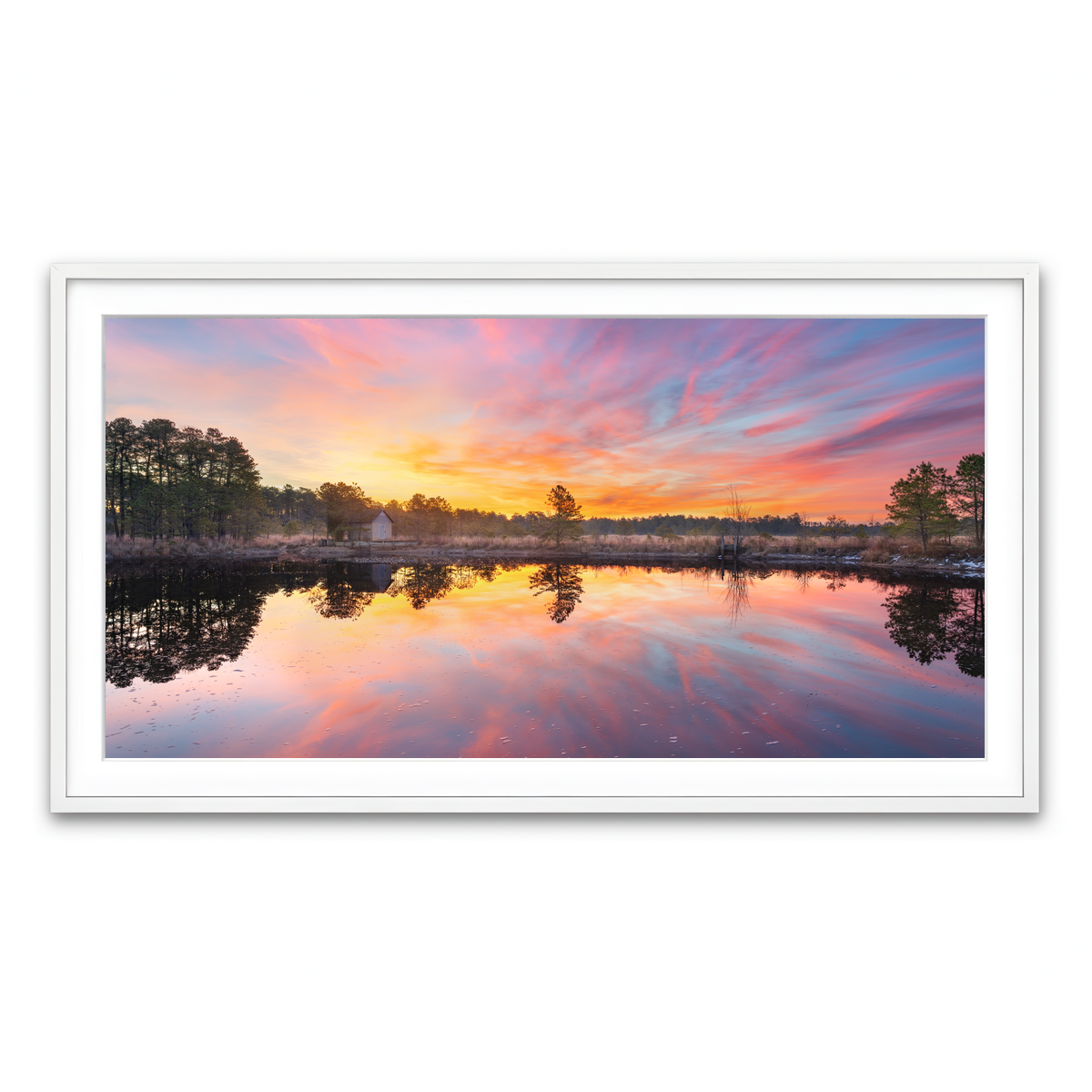 Framed Print 2x1 White