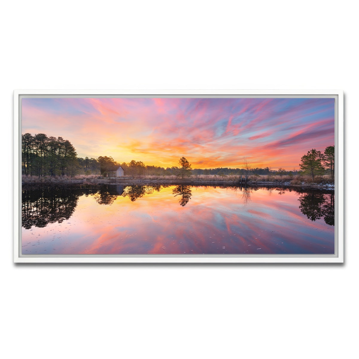 AUTO-MOCKUP WHITE | Cranberry Bog Sunrise Big Skies | 1 Piece | White Framed Canvas | group=2x1