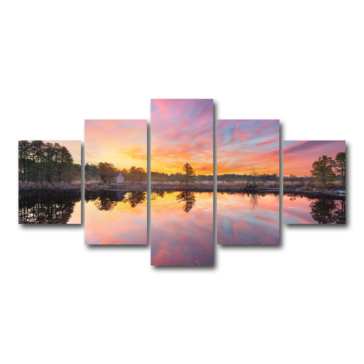 AUTO-MOCKUP WHITE | Cranberry Bog Sunrise Big Skies | 5 Piece | Gallery Wrap Canvas | group=5_short