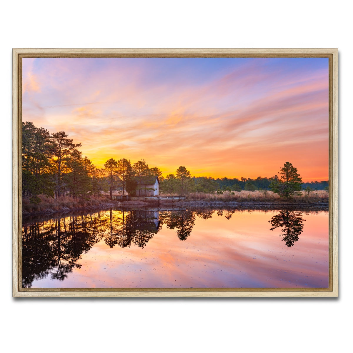 AUTO-MOCKUP WHITE | Cranberry Bogs Mirrored Mornings | 1 Piece | Natural Framed Canvas | group=4x3