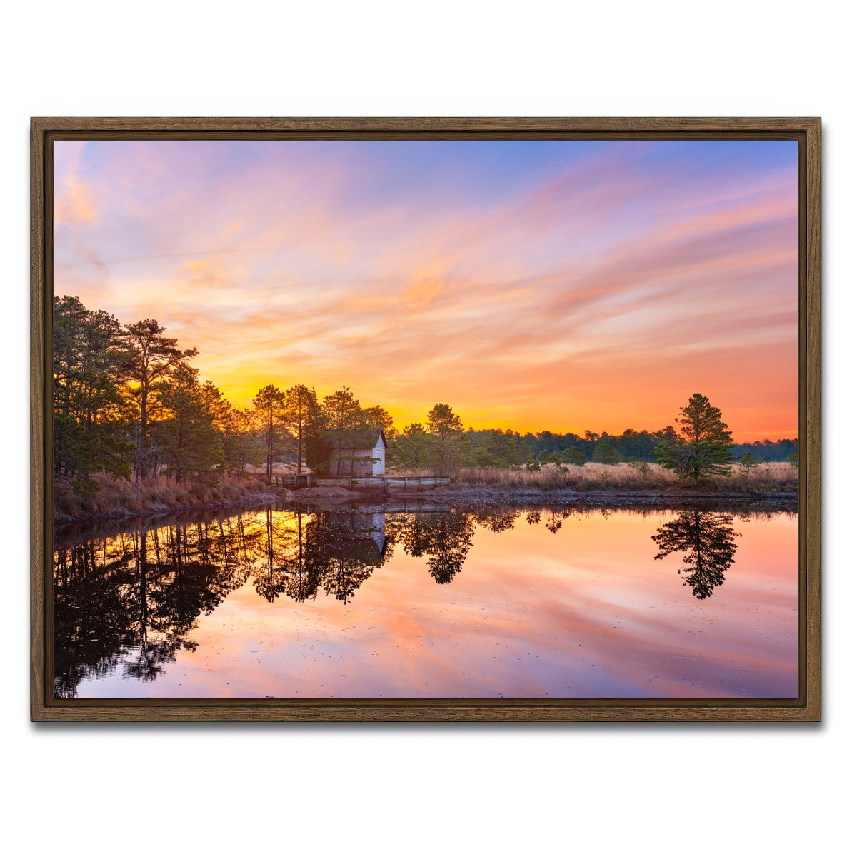 AUTO-MOCKUP WHITE | Cranberry Bogs Mirrored Mornings | 1 Piece | Walnut Framed Canvas | group=4x3