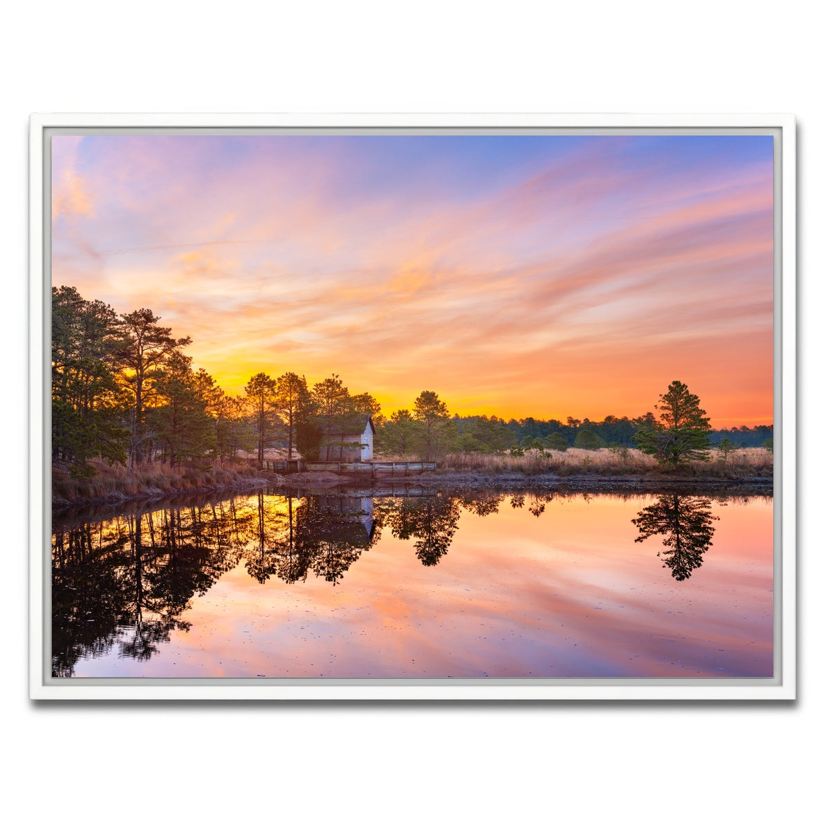 AUTO-MOCKUP WHITE | Cranberry Bogs Mirrored Mornings | 1 Piece | White Framed Canvas | group=4x3