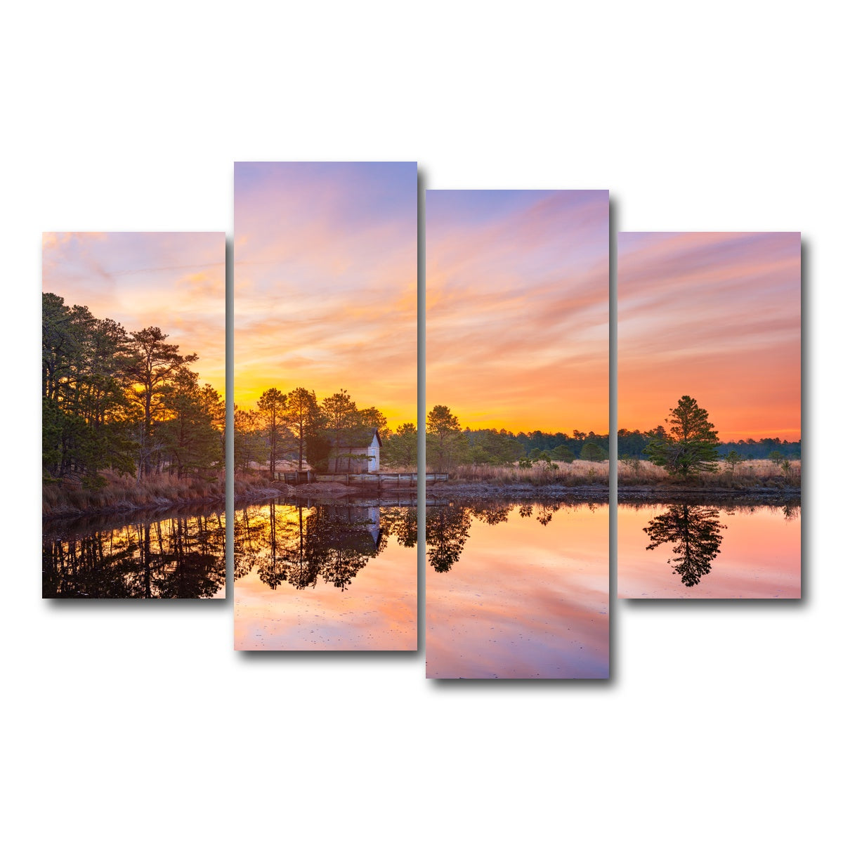 AUTO-MOCKUP WHITE | Cranberry Bogs Mirrored Mornings | 4 Piece | Gallery Wrap Canvas | group=4_short