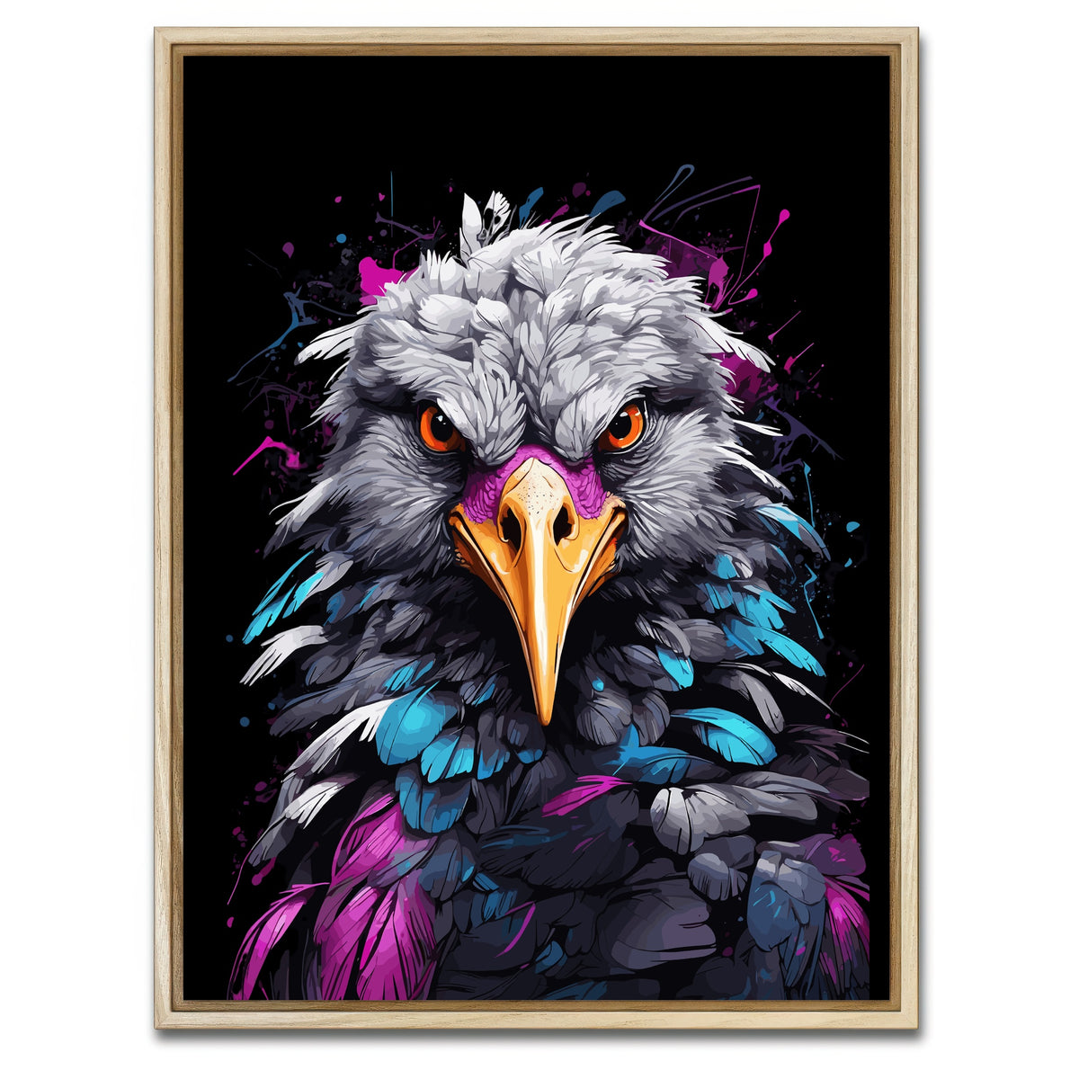 AUTO-MOCKUP WHITE | Crane Animal Colorful | 1 Piece | Natural Framed Canvas | group=3x4