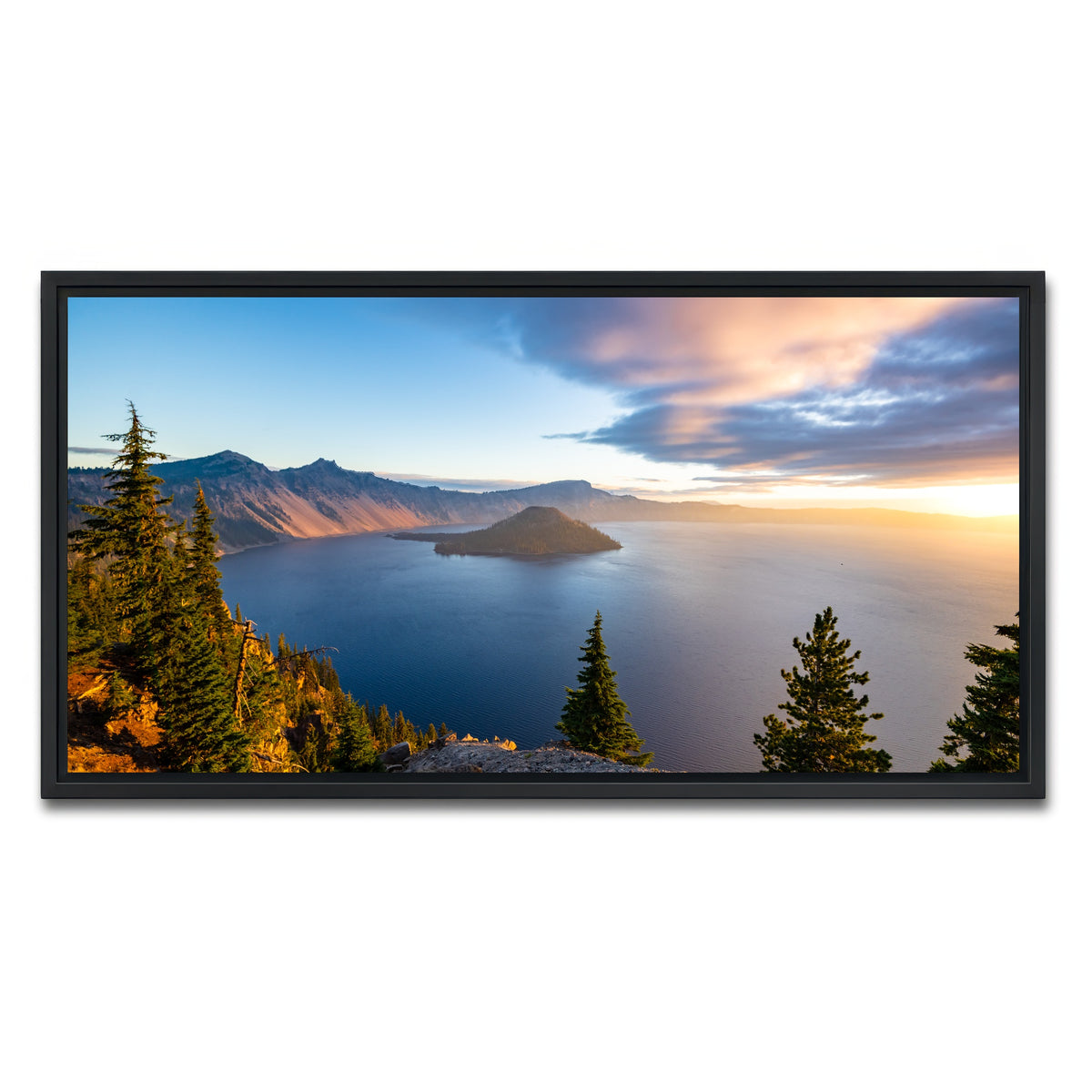 AUTO-MOCKUP WHITE | Crater Lake Sunrise | 1 Piece | Black Framed Canvas | group=2x1
