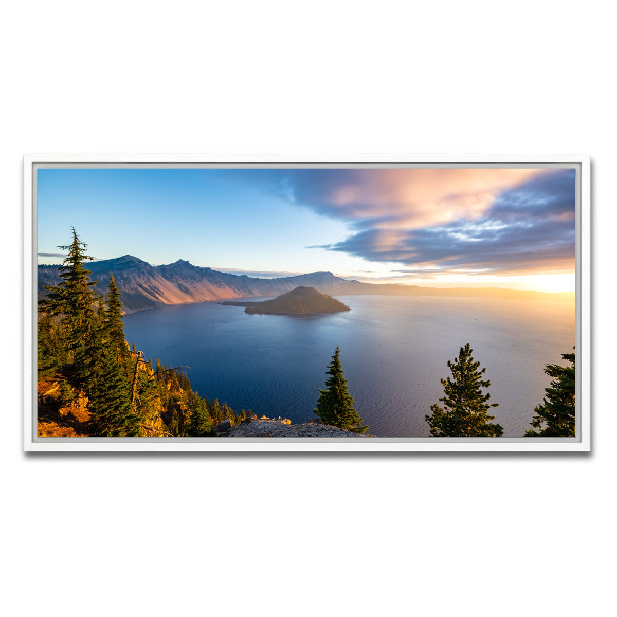 AUTO-MOCKUP WHITE | Crater Lake Sunrise | 1 Piece | White Framed Canvas | group=2x1